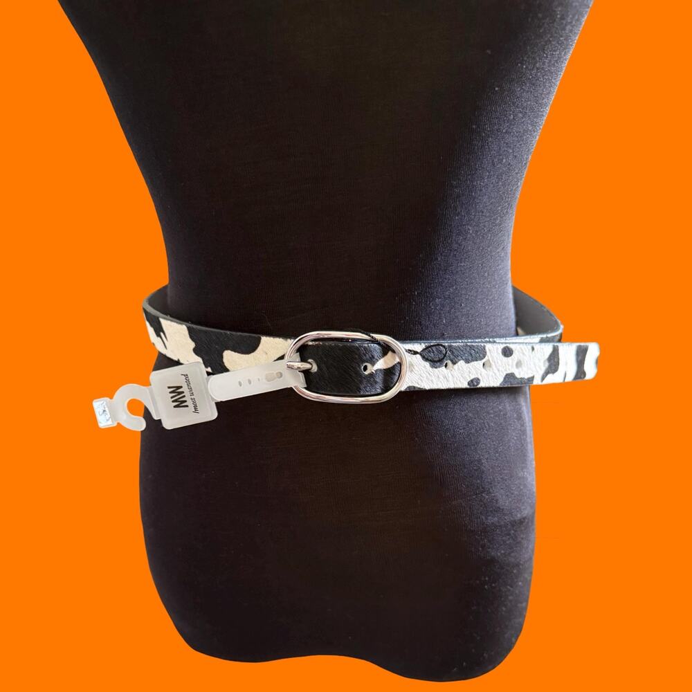 90's 00's vintage cow print 100% leather y2k belt SMALL most wanted *deadstock*